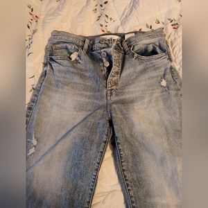 Eunina button fly wide leg cropped jeans